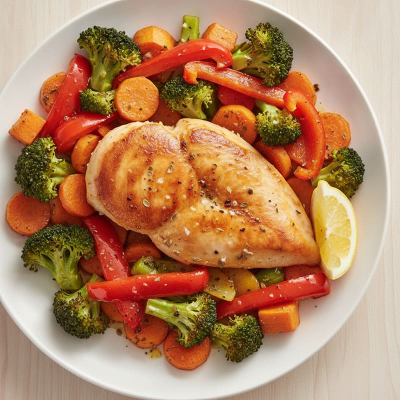 Pan-Seared Chicken with Roasted Vegetables