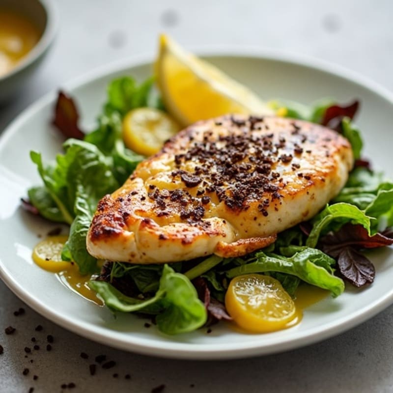 Grilled Chicken Breast with Crisp Mixed Greens and Lemon Vinaigrette