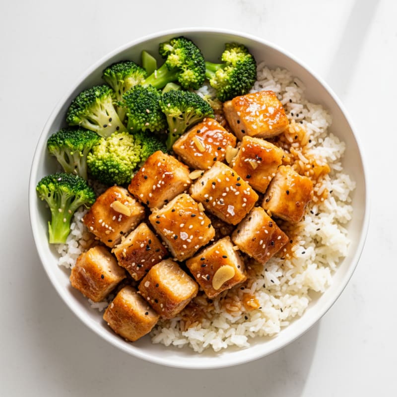 Crispy Honey-Garlic Chicken Bowls