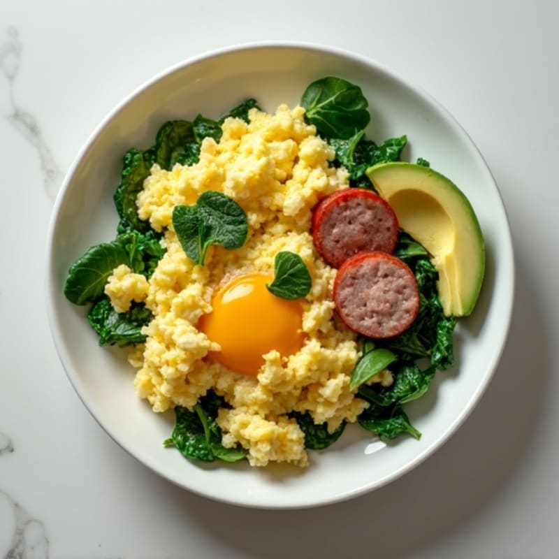 Egg White Scramble with Spinach and Turkey Sausage