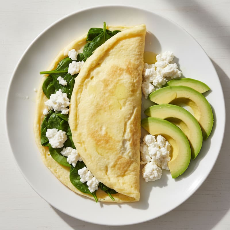 Egg White Spinach Omelette with Cottage Cheese