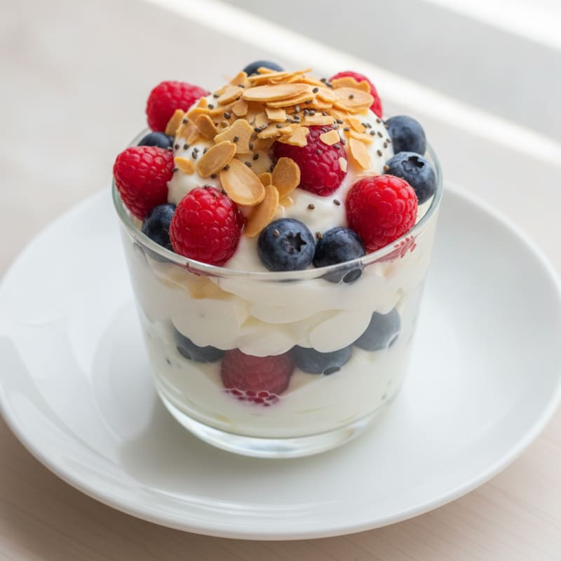 Greek Yogurt Protein Parfait with Berries and Almonds