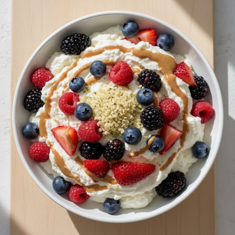 Greek Yogurt Protein Mousse with Mixed Berries