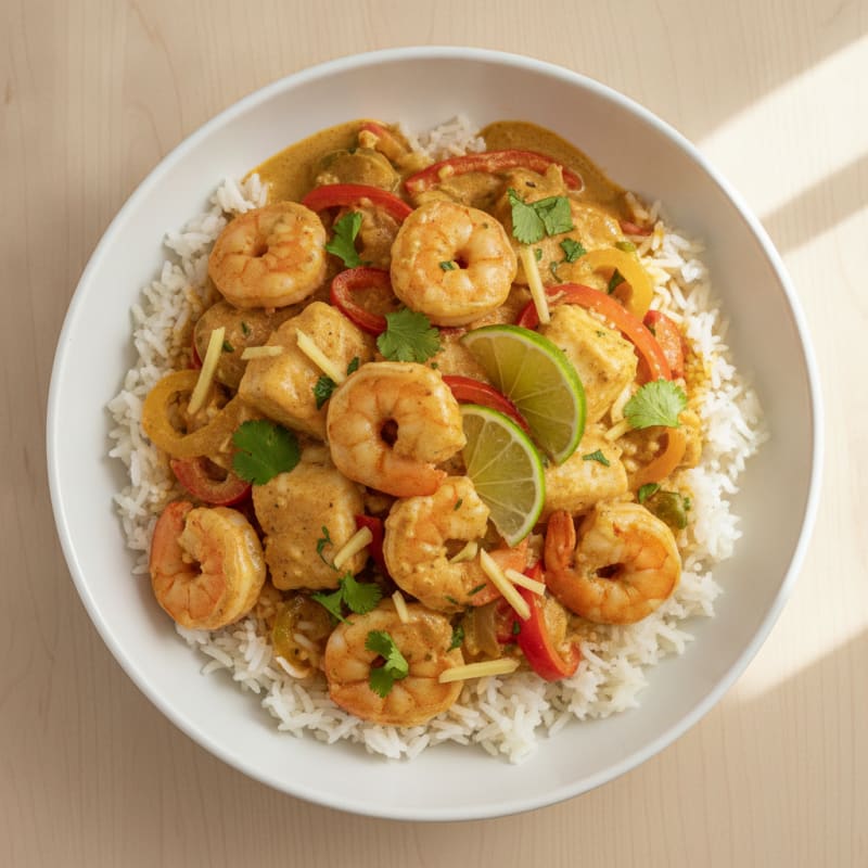 Coconut Seafood Curry with Basmati Rice