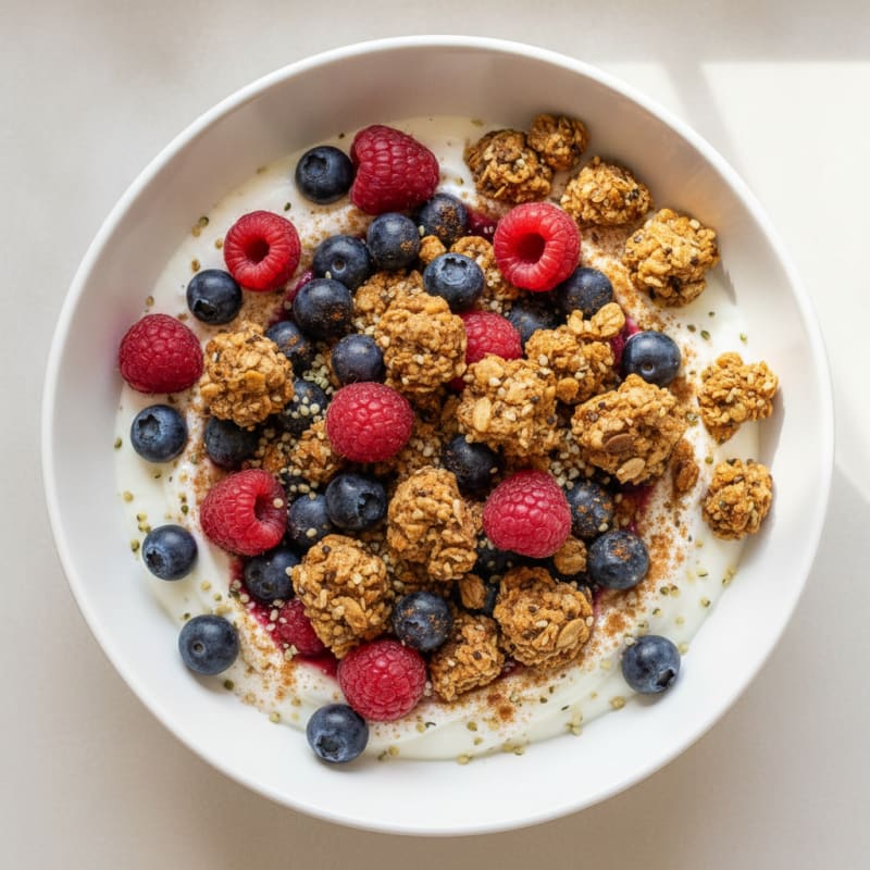 High-Protein Berry Yogurt Bowl with Grain-Free Granola