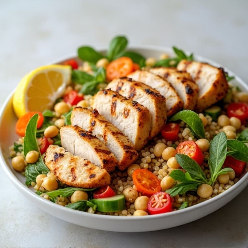 Grilled Chicken and Quinoa Salad with Crunchy Vegetables