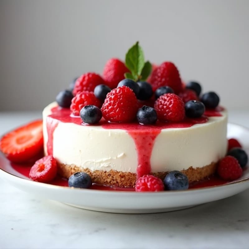 Greek Yogurt Protein Cheesecake with Fresh Berries