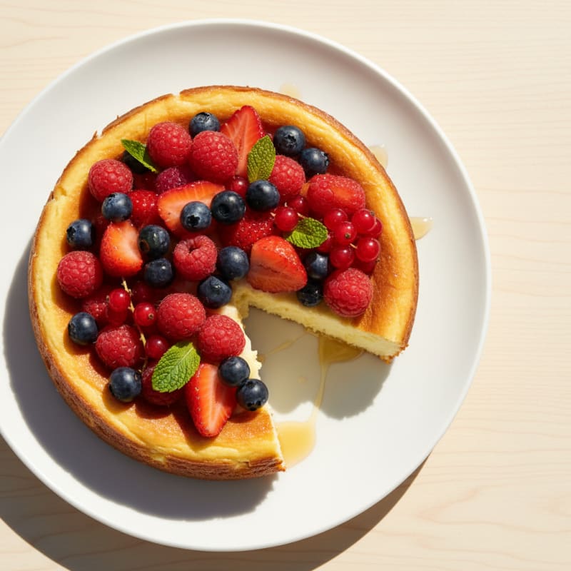 Silky Greek Yogurt Protein Cheesecake with Fresh Berries