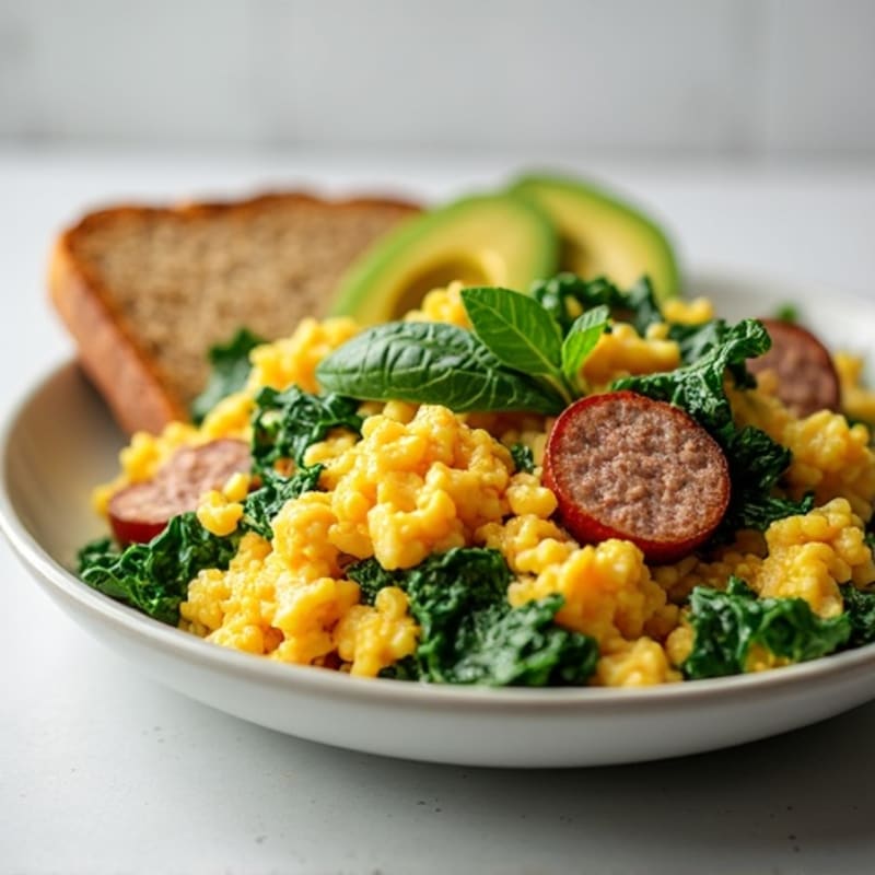 Egg White Scramble with Spinach and Turkey Sausage