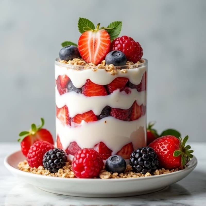 Greek Yogurt Protein Parfait with Mixed Berries