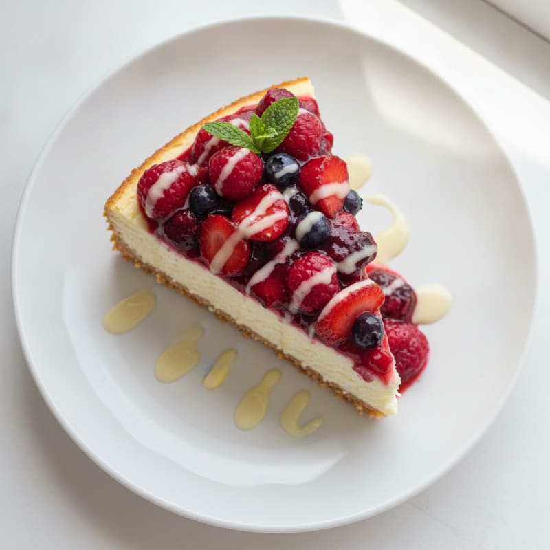 Greek Yogurt Protein Cheesecake with Berries