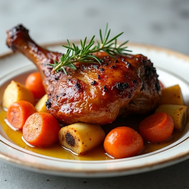 Crispy Roasted Duck Leg with Root Vegetables