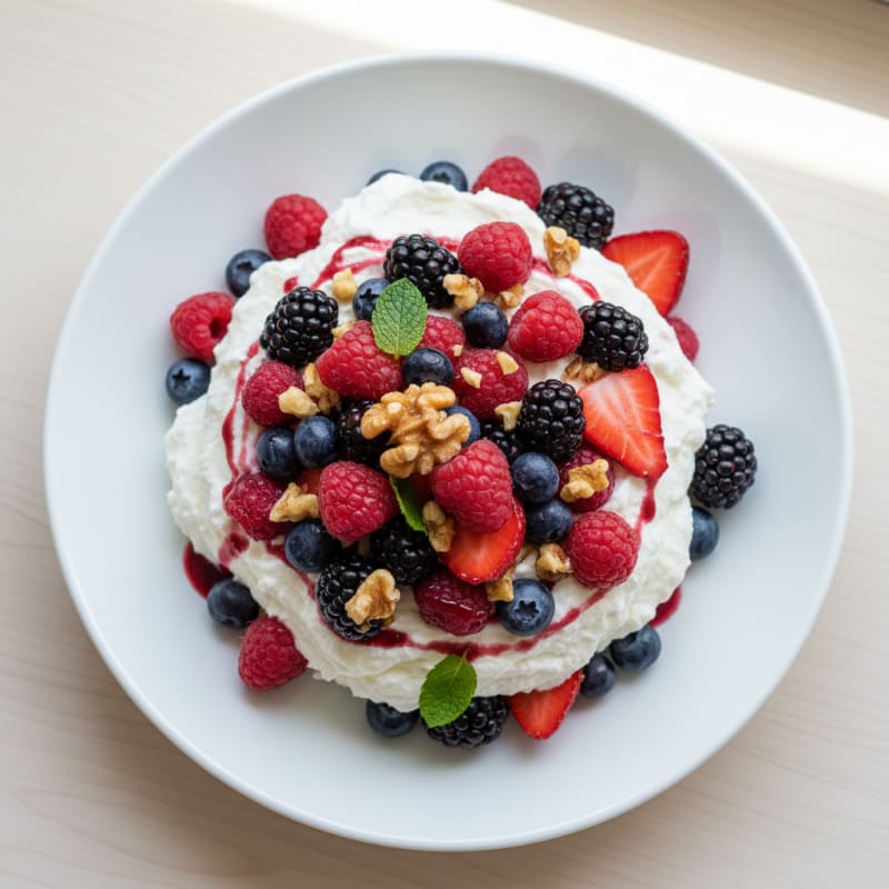 Greek Yogurt Protein Mousse with Mixed Berries