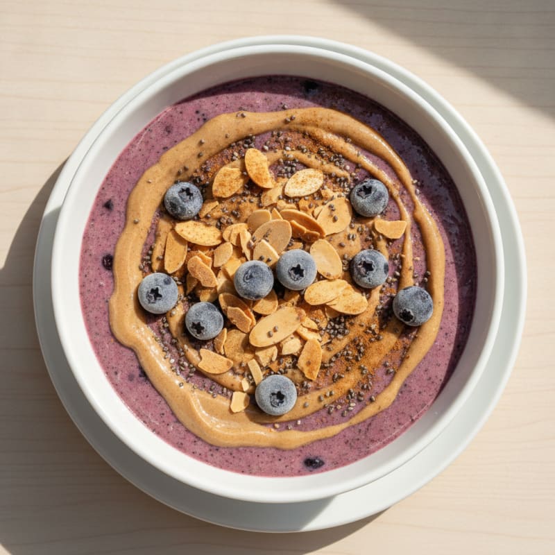 Blueberry Almond Protein Smoothie Bowl