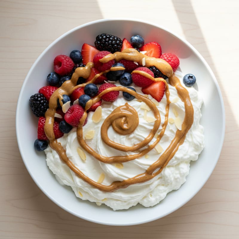 Creamy Greek Yogurt Protein Bowl with Mixed Berries and Almond Butter