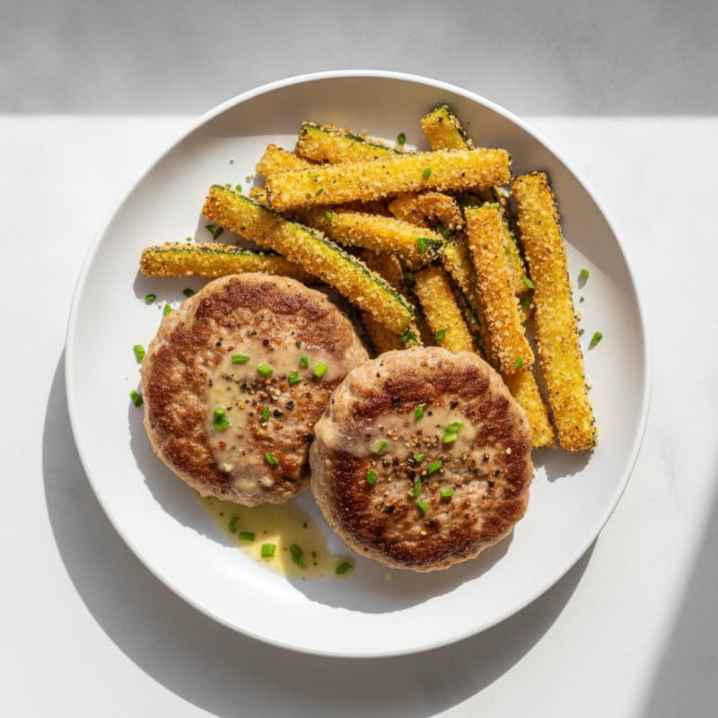 Lean Turkey Burgers with Zucchini Fries