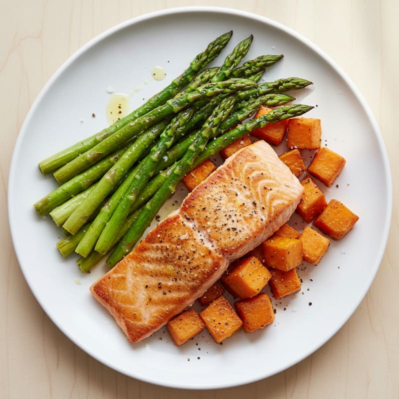Pan-Seared Salmon with Roasted Asparagus