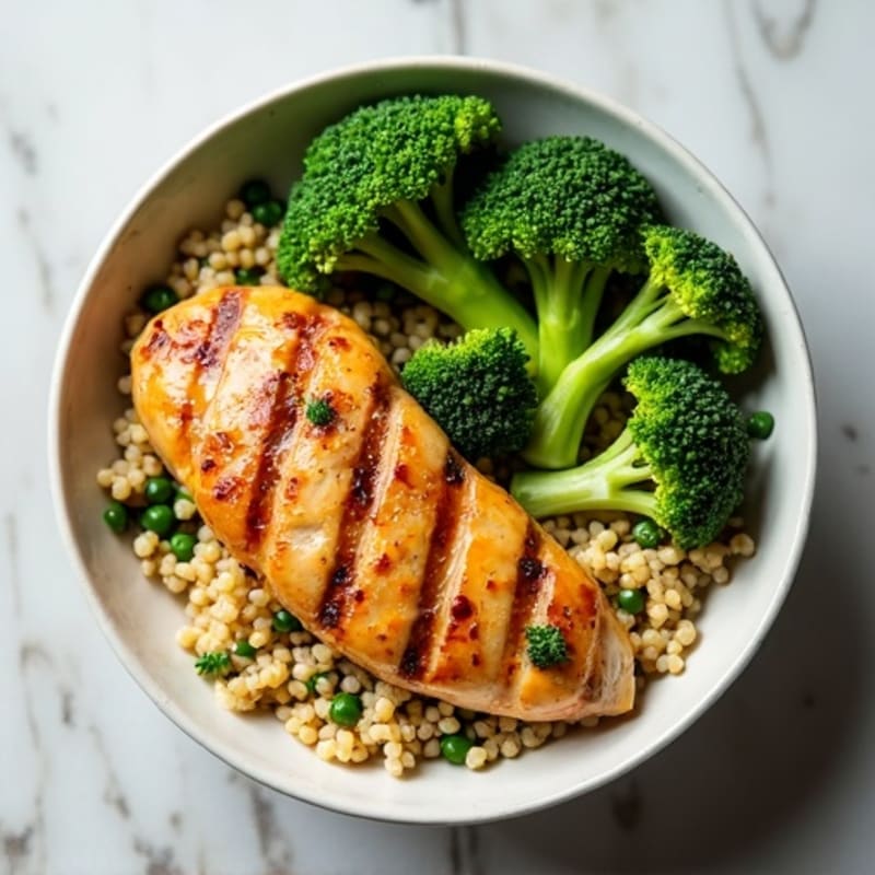Grilled Chicken Breast with Quinoa and Steamed Broccoli