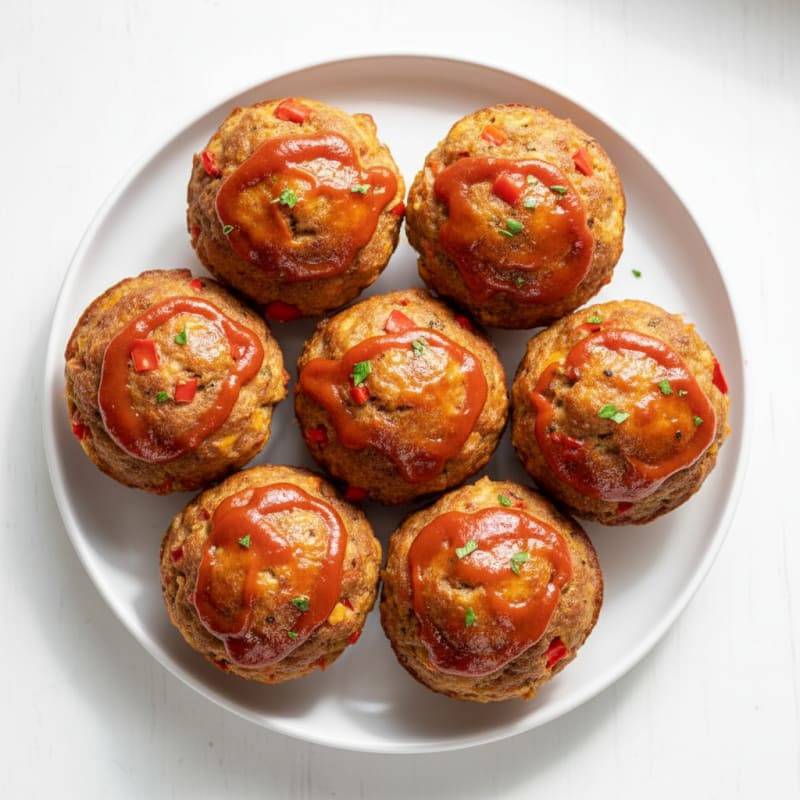 Mini Meatloaf Muffins with Ketchup Glaze