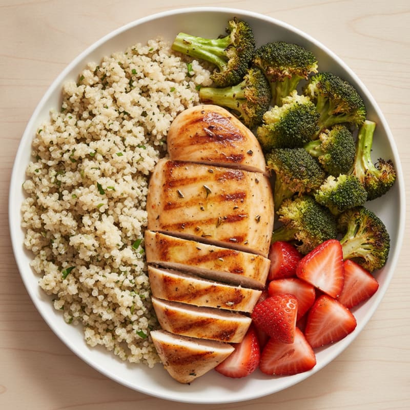 Grilled Chicken Breast with Roasted Broccoli and Quinoa