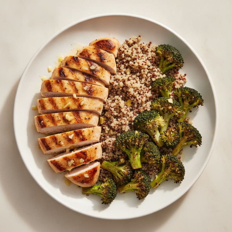 Grilled Chicken Breast with Roasted Broccoli and Quinoa