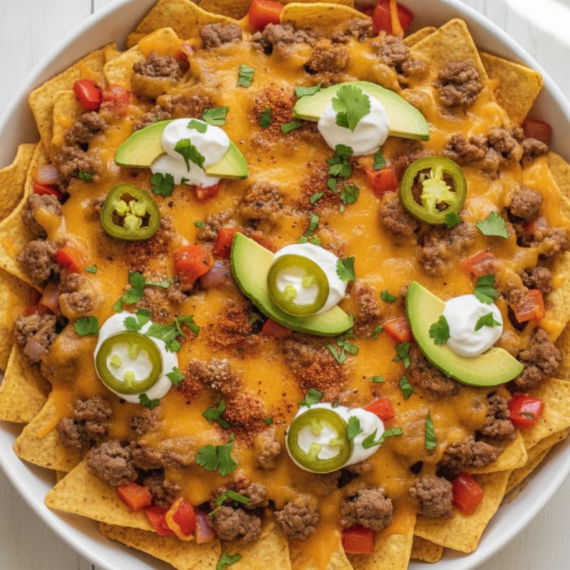 Loaded Beef Nacho Bake