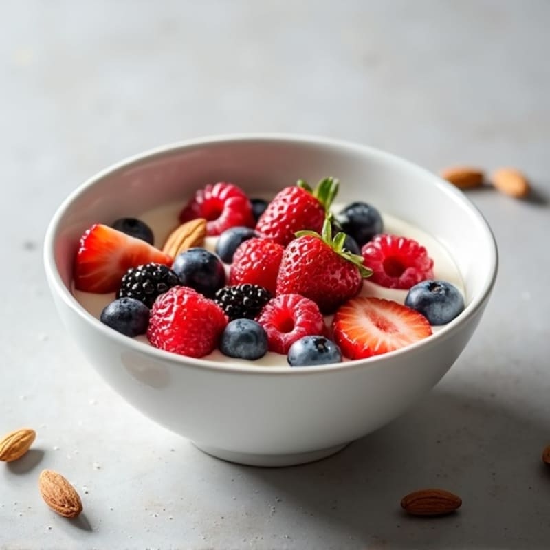 Greek Yogurt Protein Bowl with Mixed Berries and Almonds