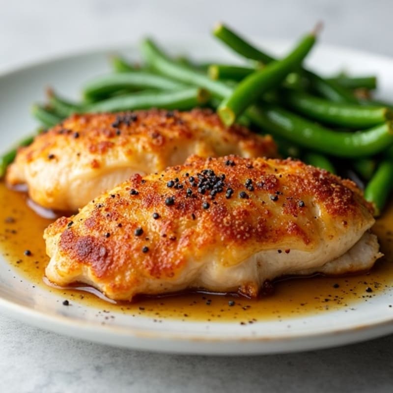 Crispy Baked Chicken Thighs with Roasted Green Beans