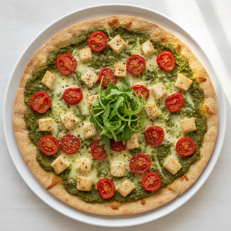 Chicken Pesto Pizza with Roasted Tomatoes