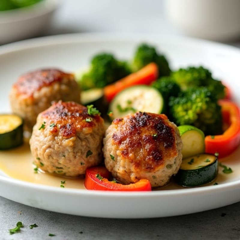 Herb-Seasoned Turkey Meatballs with Roasted Vegetables