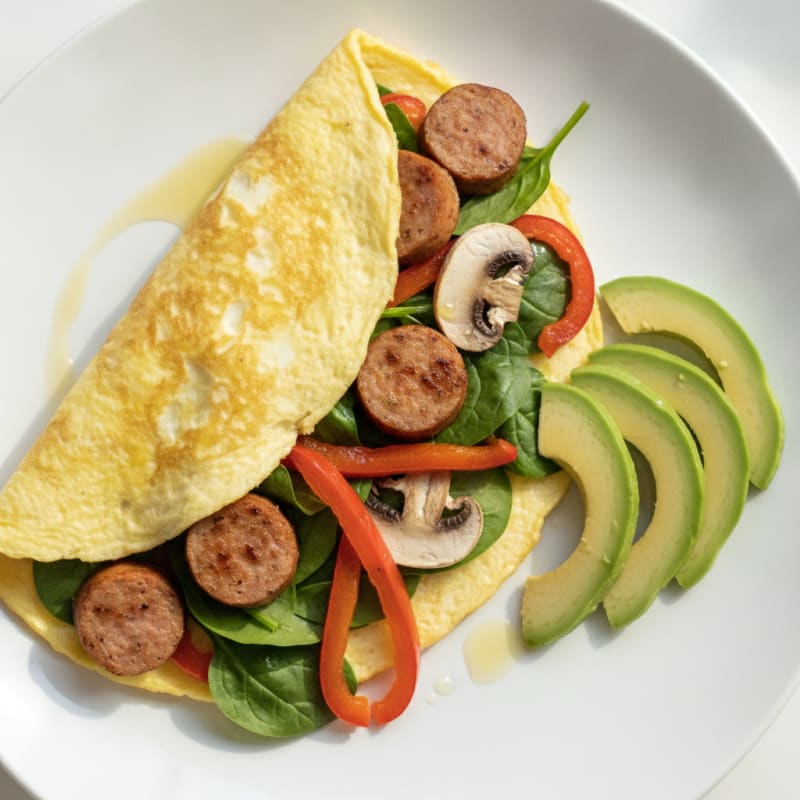 Egg White Veggie Omelette with Turkey Sausage
