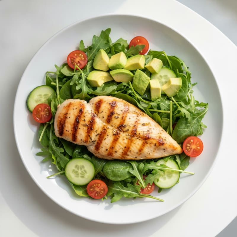 Grilled Lemon Herb Chicken Breast with Mixed Greens