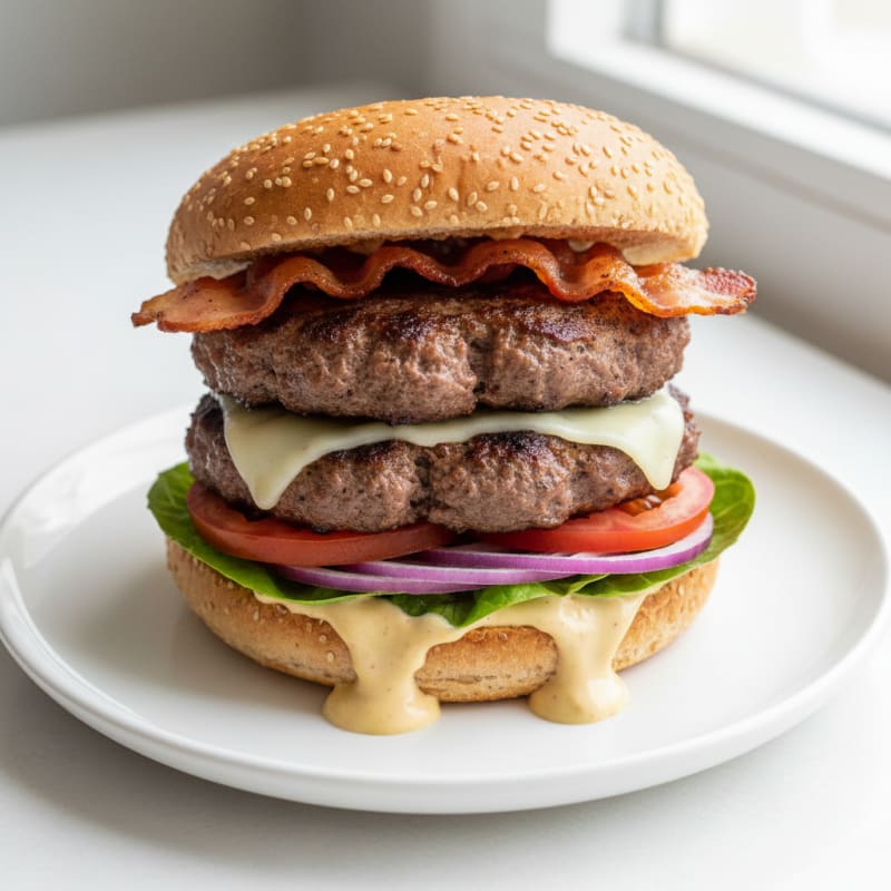 Double Bacon Cheeseburger with Secret Sauce