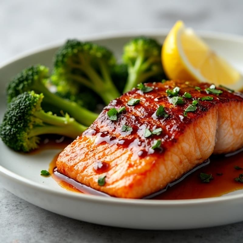 Pan-Seared Teriyaki Glazed Salmon with Crispy Roasted Broccoli