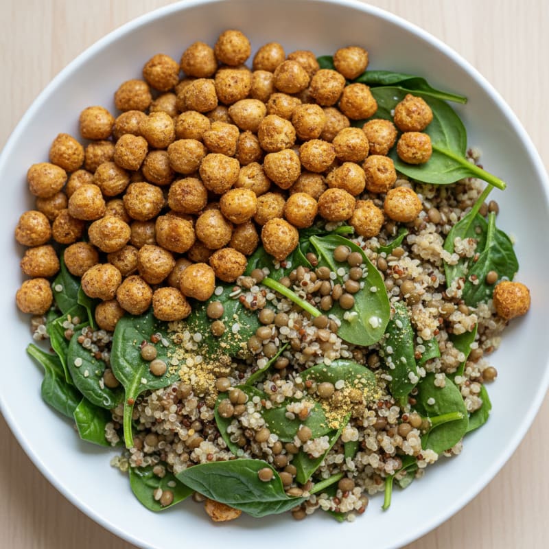 Lentil Quinoa Power Bowl with Roasted Chickpeas