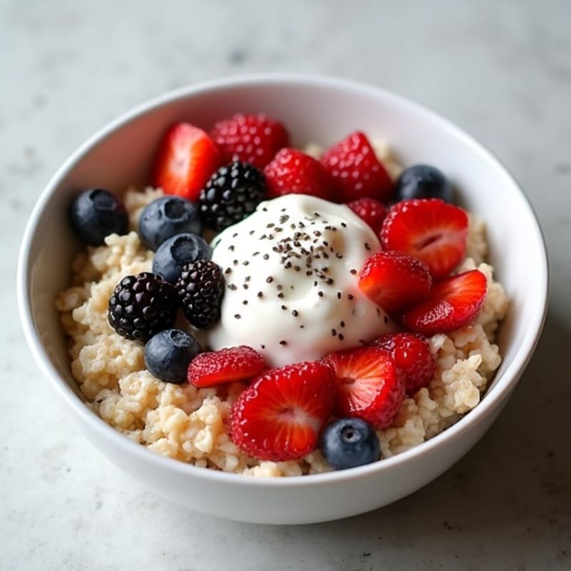 Creamy Oatmeal with Fresh Berries and Chia Seeds