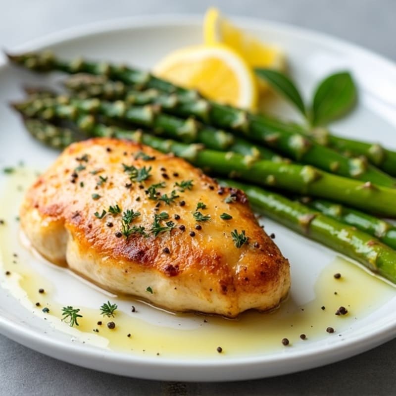 Lemon-Garlic Pan-Seared Chicken with Roasted Asparagus