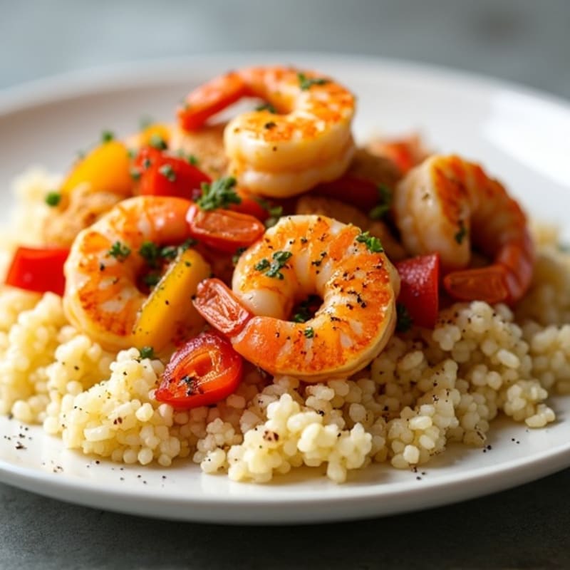 Spicy Shrimp and Chicken Cauliflower Rice Skillet