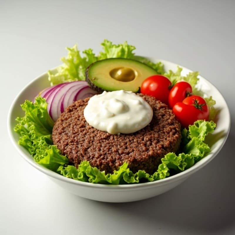Lean Ground Beef Burger Bowl with Creamy Special Sauce