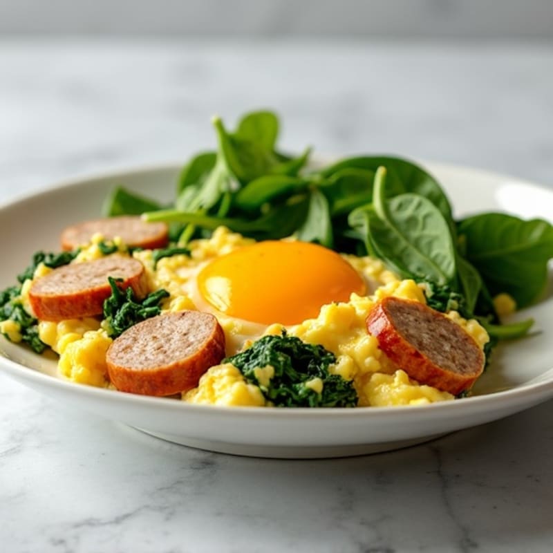 Egg White and Turkey Sausage Scramble with Spinach