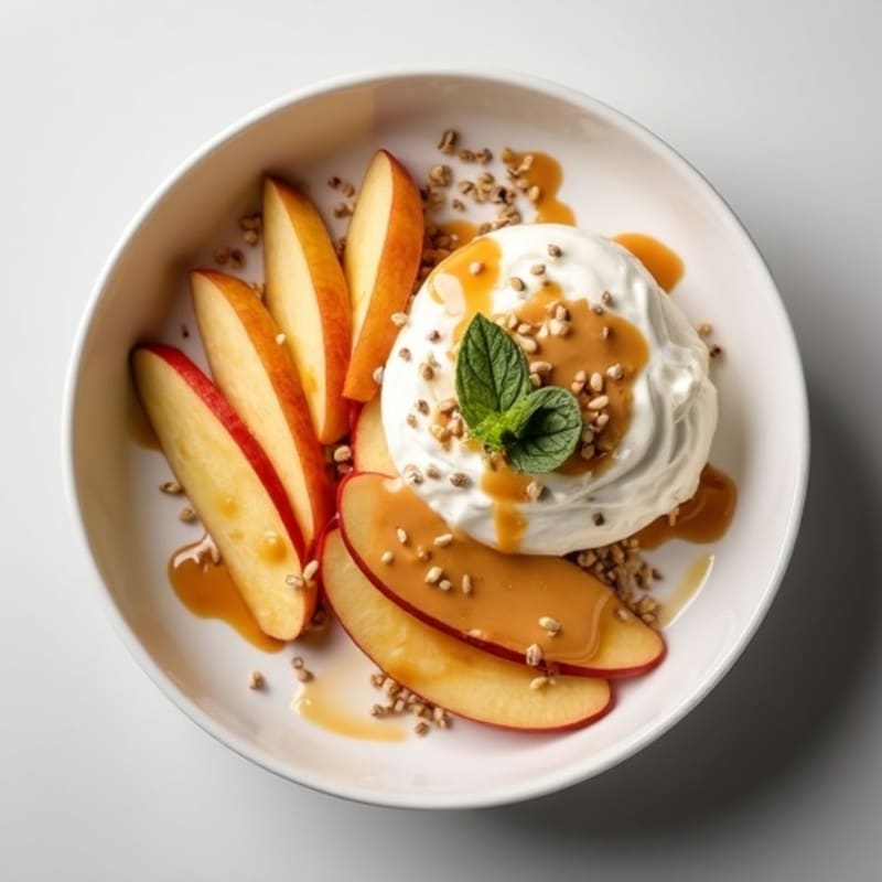 Peanut Butter and Whipped Yogurt Apple Bowl