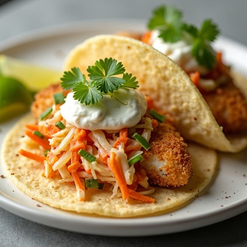 Crispy Baked White Fish Tacos with Fresh Cabbage Slaw