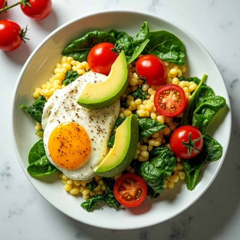 Egg White Spinach Scramble with Cherry Tomatoes