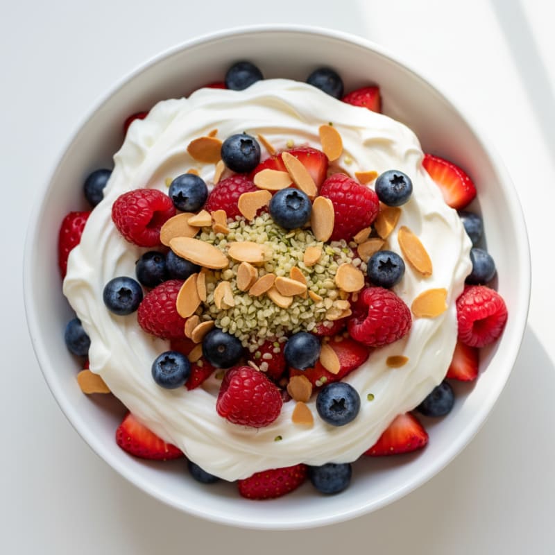 Silky Vanilla Greek Yogurt Protein Parfait with Mixed Berries