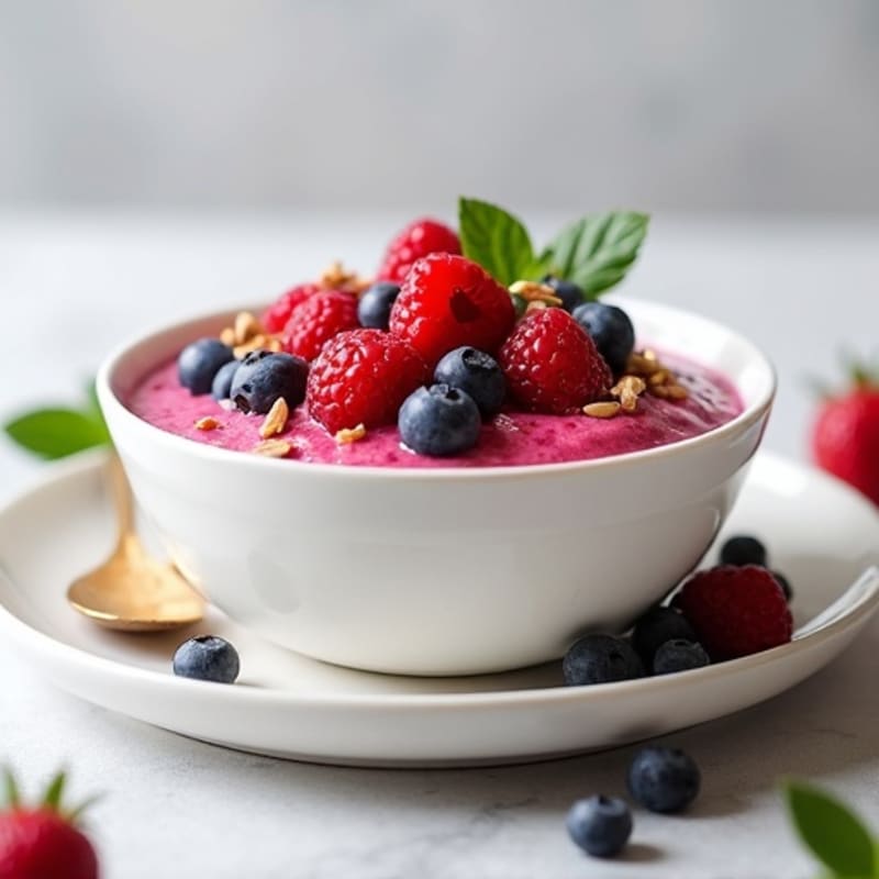 Creamy Greek Yogurt Protein Pudding with Mixed Berries