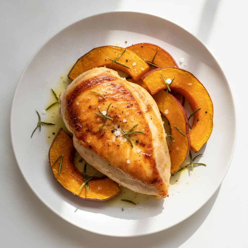 Roasted Chicken with Sweet Potato and Kabocha