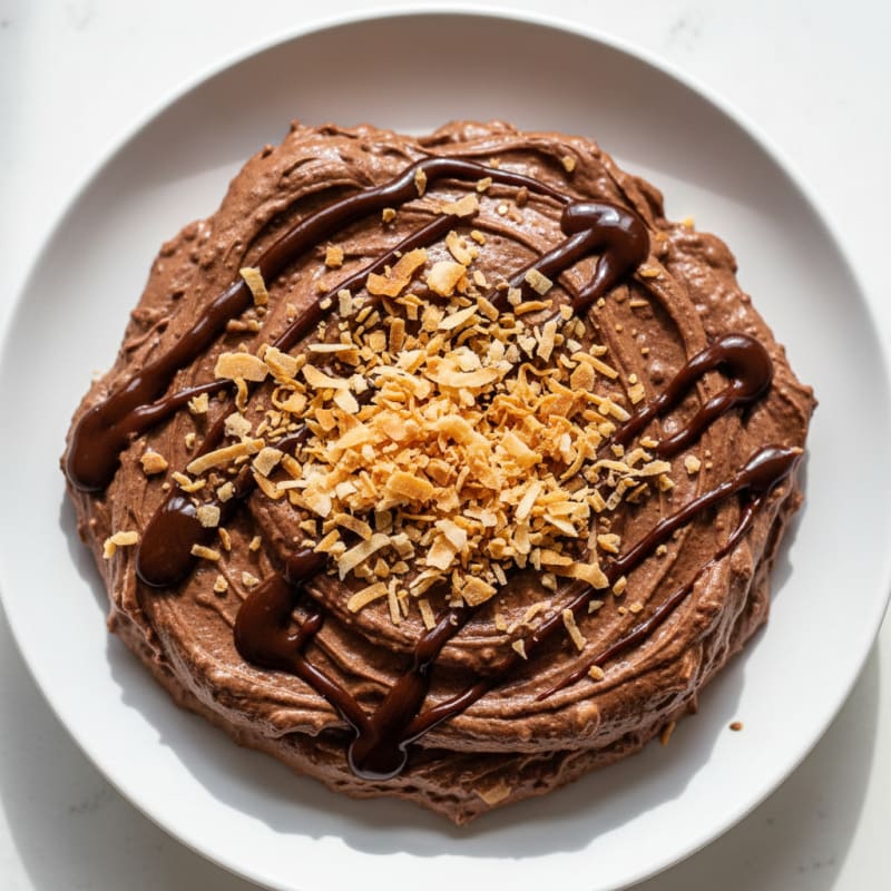 Chocolate Protein Mousse with Toasted Coconut