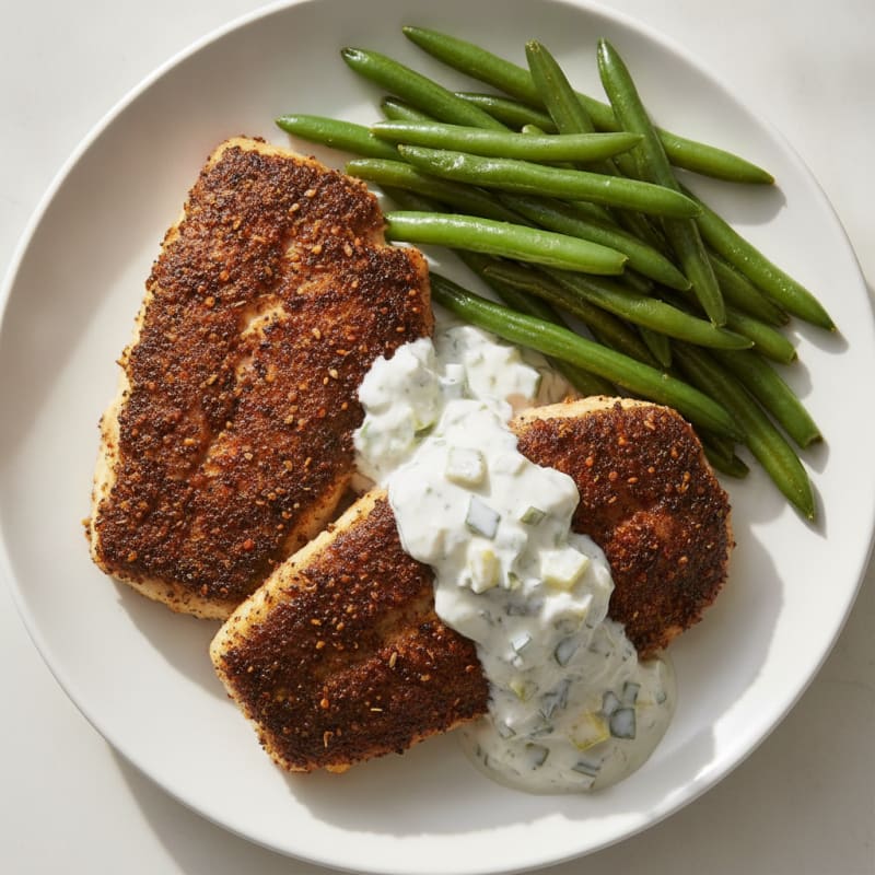 Cajun Blackened Catfish with Tartar Sauce