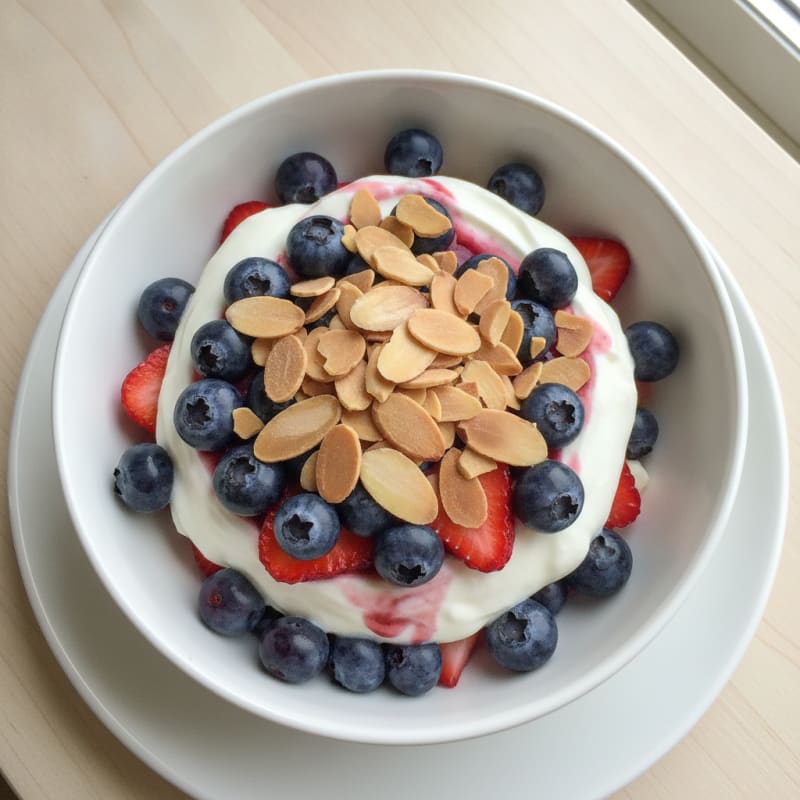 Greek Yogurt Protein Parfait with Berries and Almonds