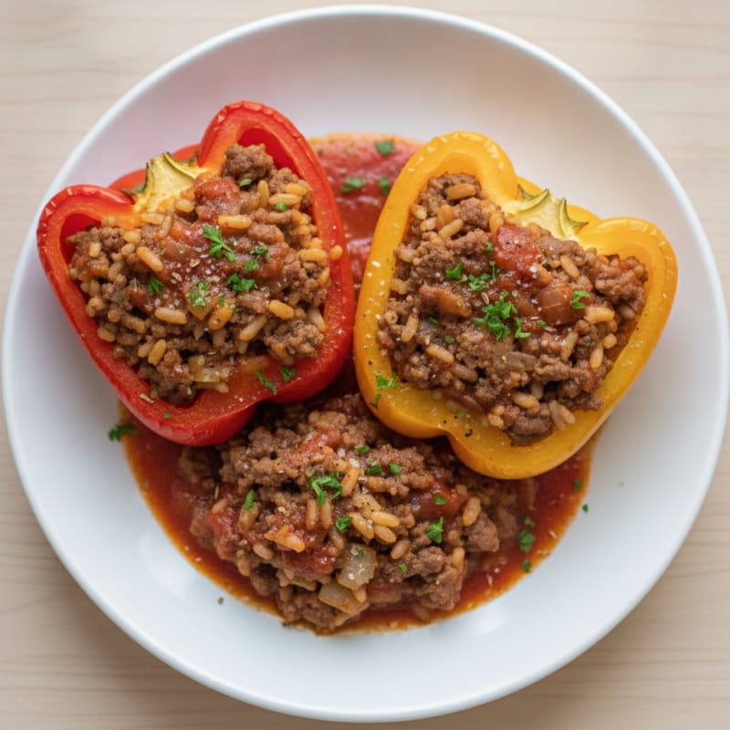 Beef and Rice Stuffed Bell Peppers
